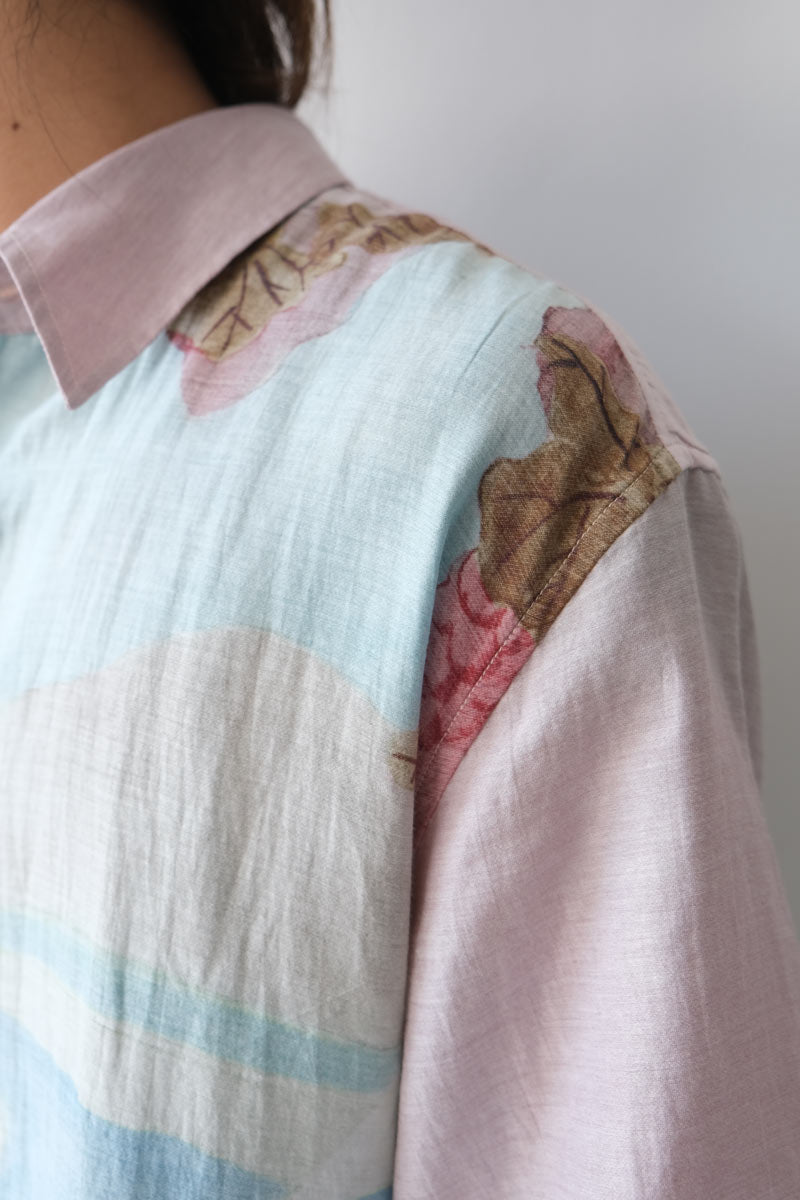 BEYOND SHIRT SHORTSLEEVE / MARINA VISTA PRINT COTTON SILK