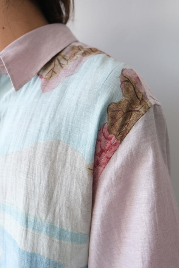BEYOND SHIRT SHORTSLEEVE / MARINA VISTA PRINT COTTON SILK