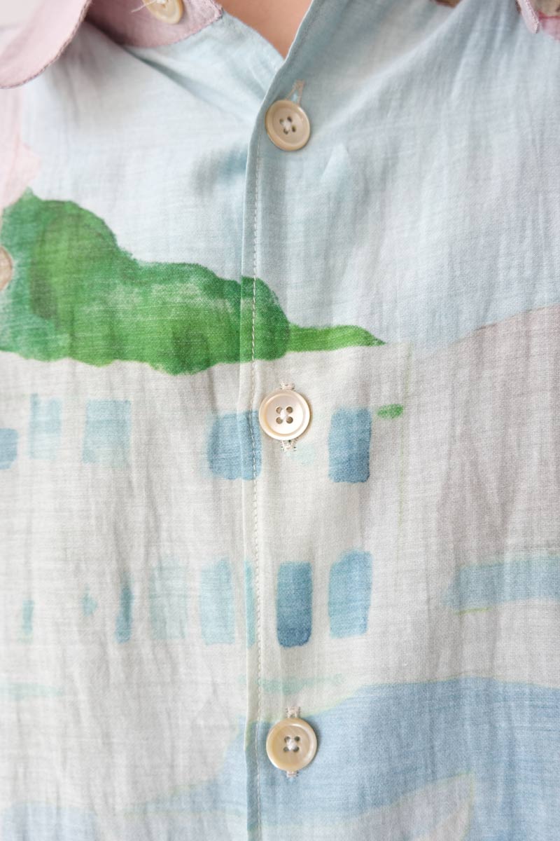 BEYOND SHIRT SHORTSLEEVE / MARINA VISTA PRINT COTTON SILK