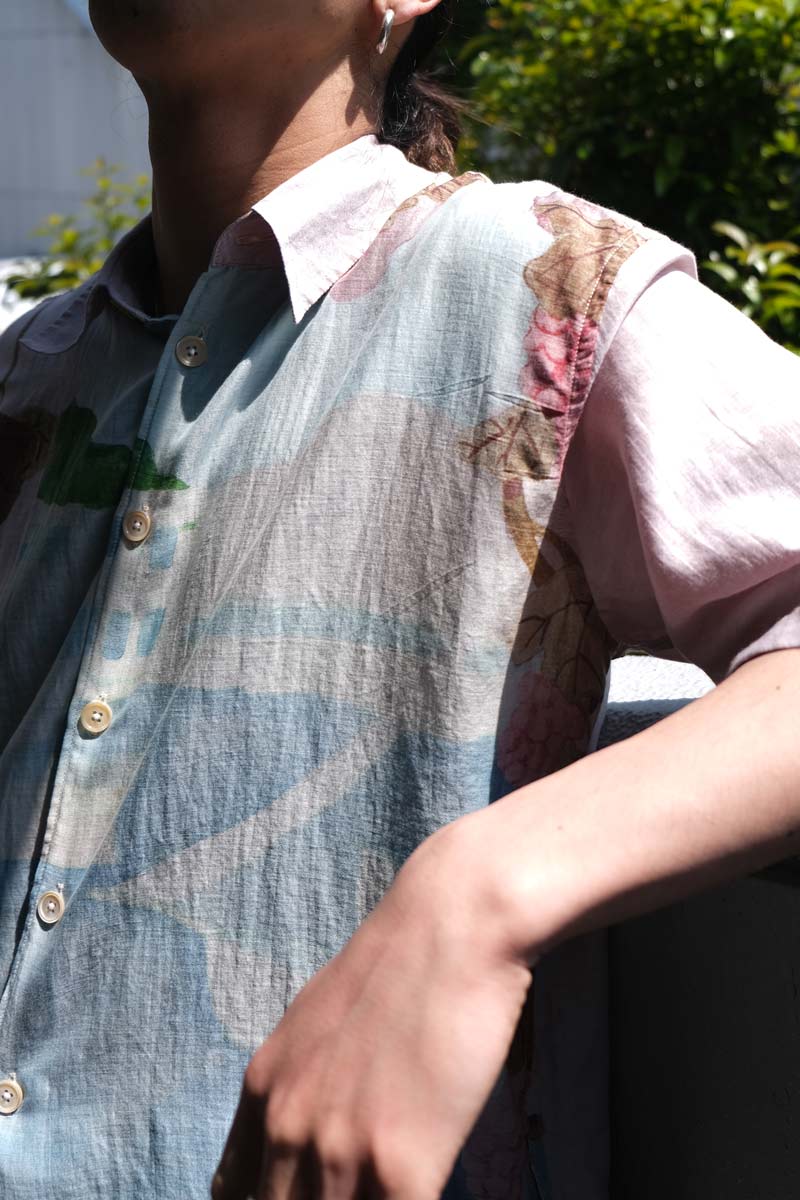 BEYOND SHIRT SHORTSLEEVE / MARINA VISTA PRINT COTTON SILK