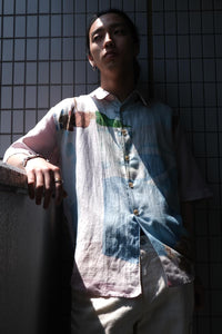 BEYOND SHIRT SHORTSLEEVE / MARINA VISTA PRINT COTTON SILK