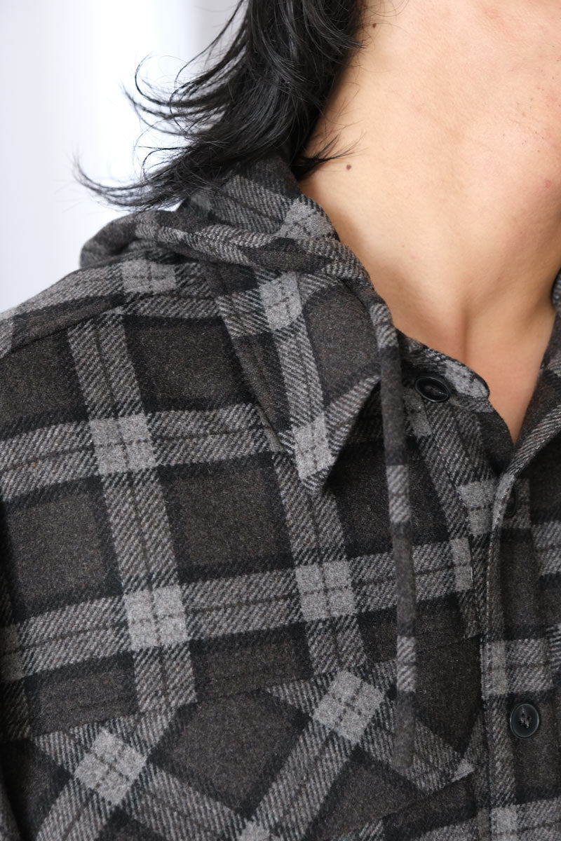 LOGGER WOOL CHECK LONG SLEEVE SHIRT  / ANTHRACITE