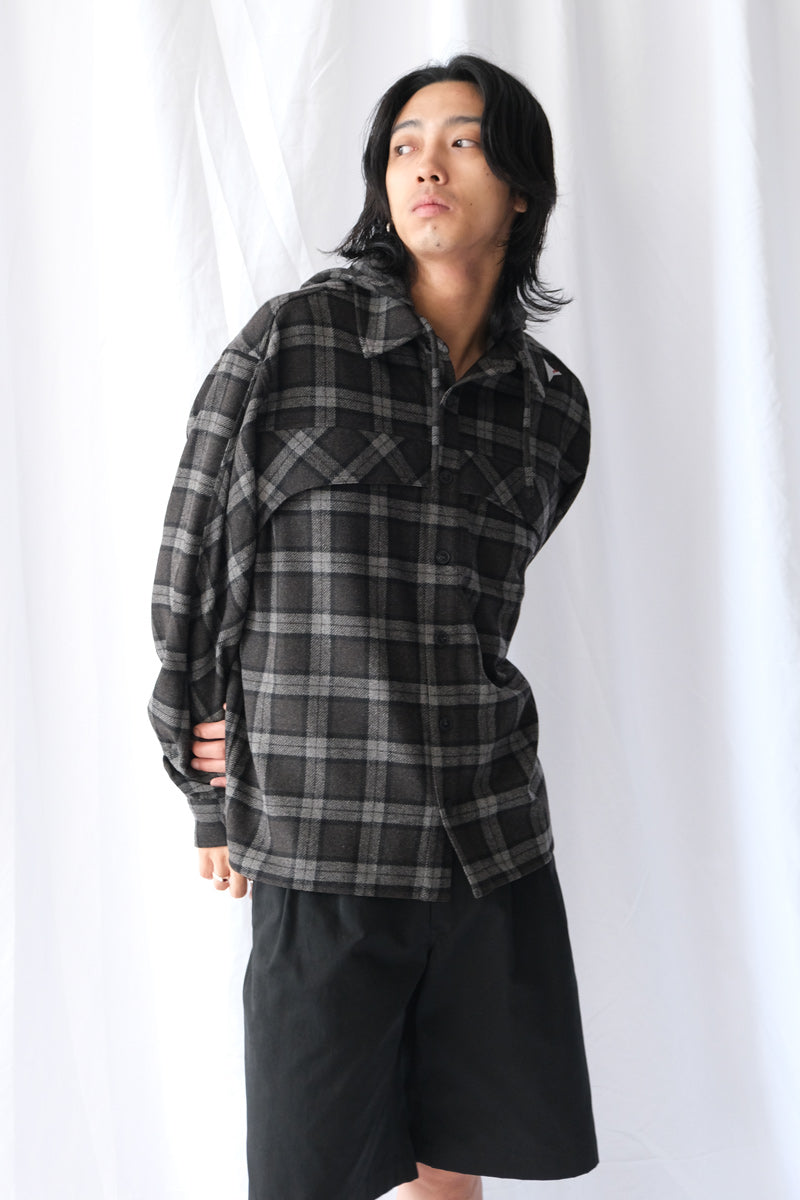 LOGGER WOOL CHECK LONG SLEEVE SHIRT  / ANTHRACITE