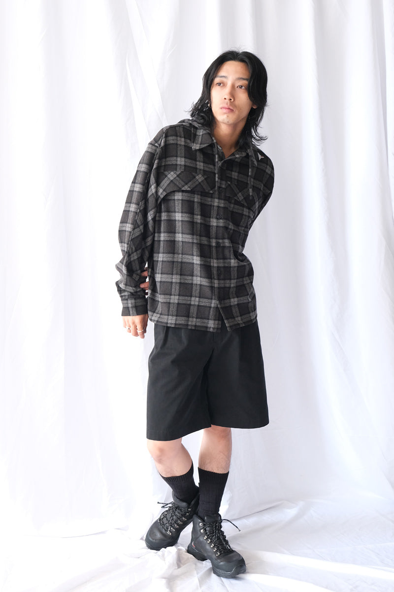 LOGGER WOOL CHECK LONG SLEEVE SHIRT  / ANTHRACITE