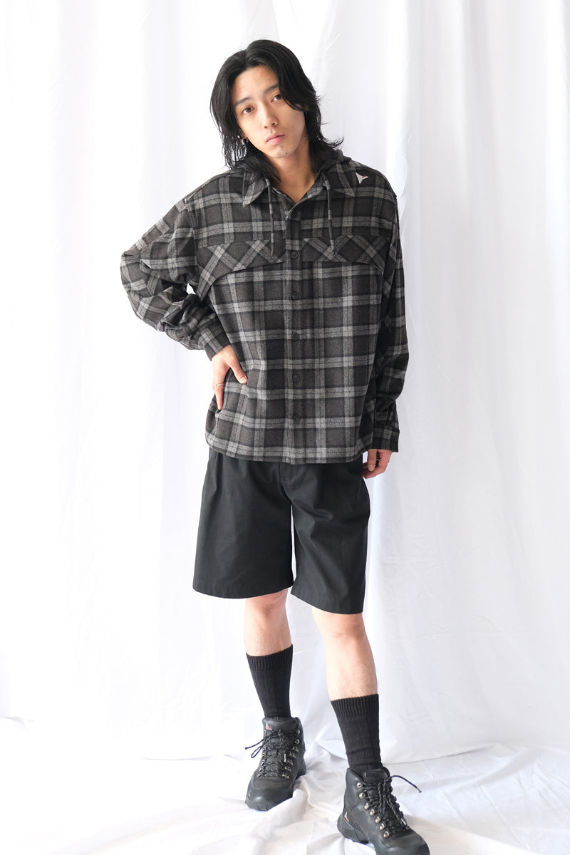 LOGGER WOOL CHECK LONG SLEEVE SHIRT  / ANTHRACITE
