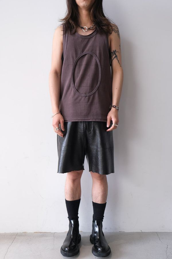 CIRCLE CUTTING FADE LAYERED TANKTOP .13 / FADE BROWN