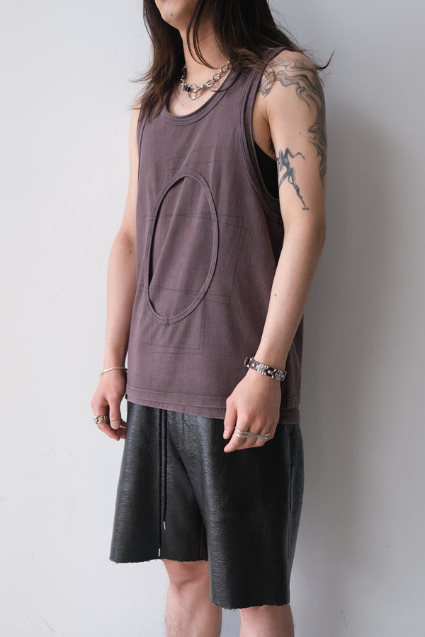 CIRCLE CUTTING FADE LAYERED TANKTOP .13 / FADE BROWN