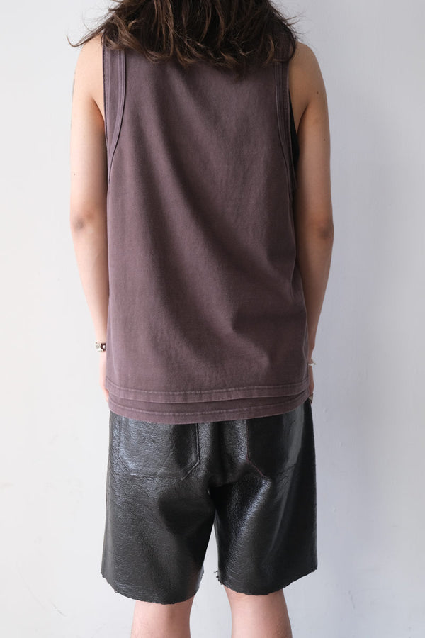CIRCLE CUTTING FADE LAYERED TANKTOP .13 / FADE BROWN