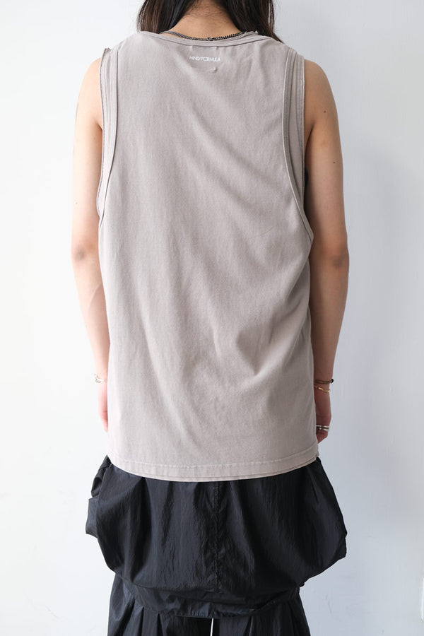 CIRCLE CUTTING FADE LAYERED TANKTOP .13 / SAND GREGE