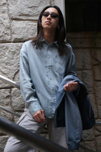 ROOM SHIRT / BLUE SILK STRIPE