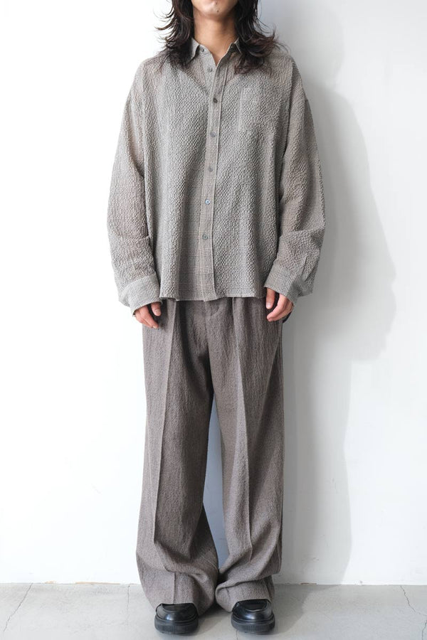 ROOM SHIRT / CRINKLED GREY CHECK