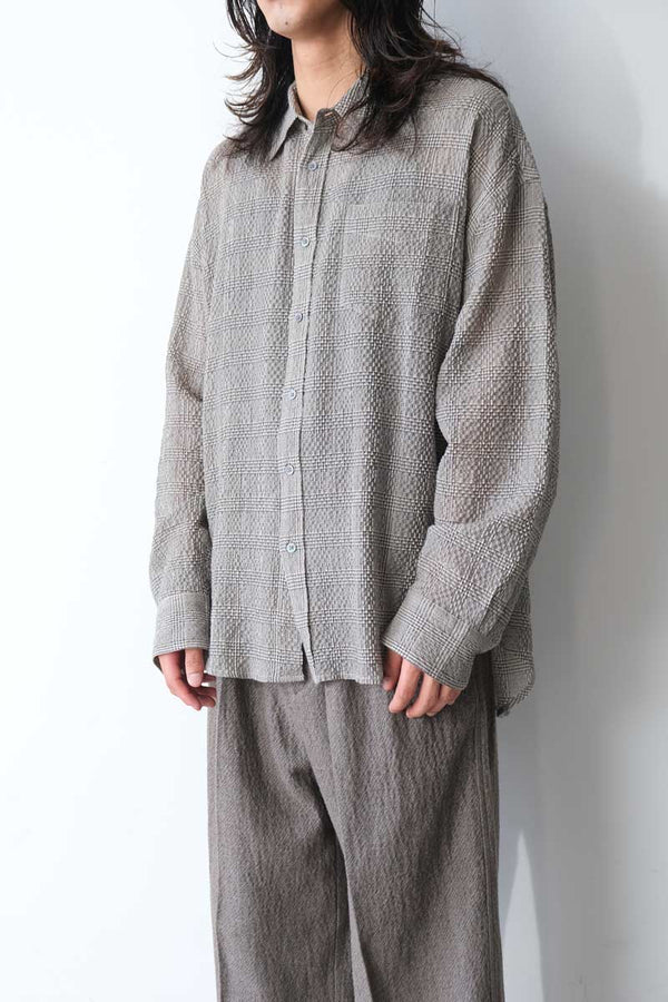 ROOM SHIRT / CRINKLED GREY CHECK