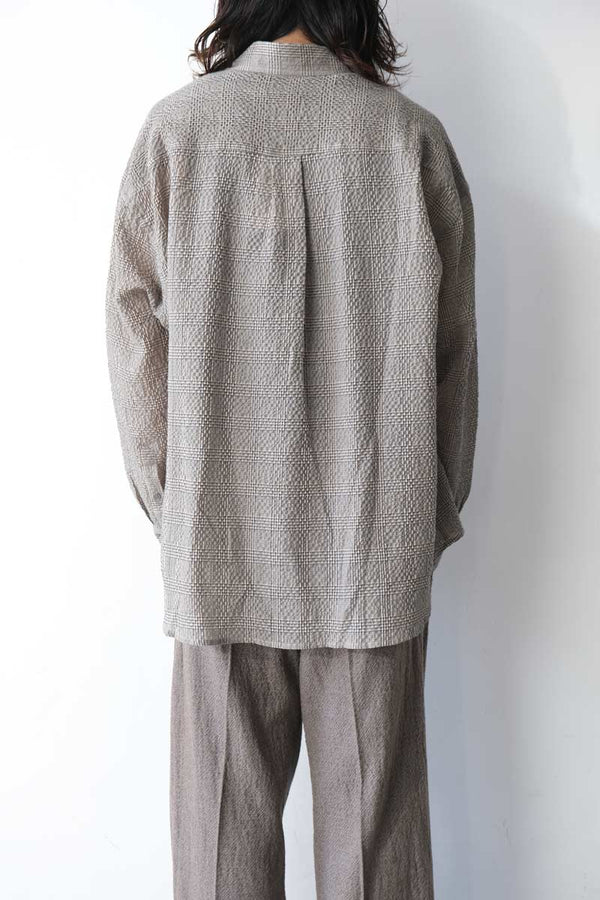 ROOM SHIRT / CRINKLED GREY CHECK