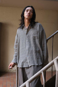ROOM SHIRT / CRINKLED GREY CHECK