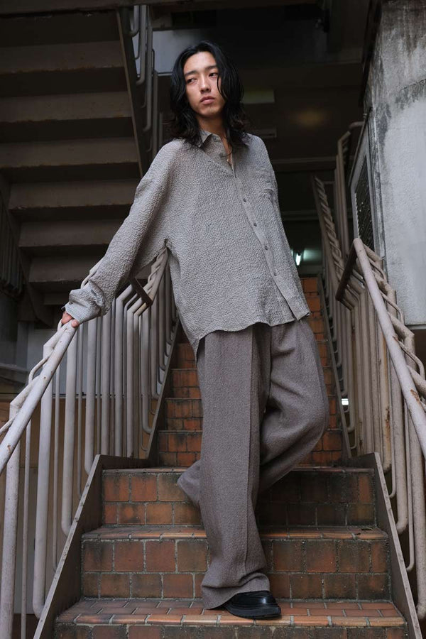 ROOM SHIRT / CRINKLED GREY CHECK