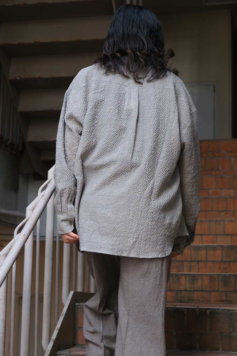 ROOM SHIRT / CRINKLED GREY CHECK