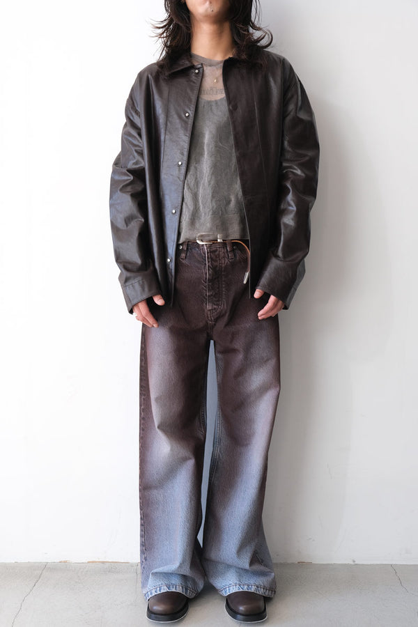 SATURN LEATHER SHIRT / RED WINE LEATHER