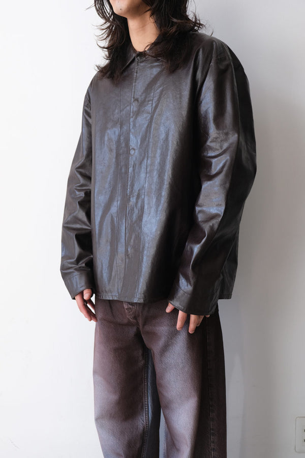 SATURN LEATHER SHIRT / RED WINE LEATHER