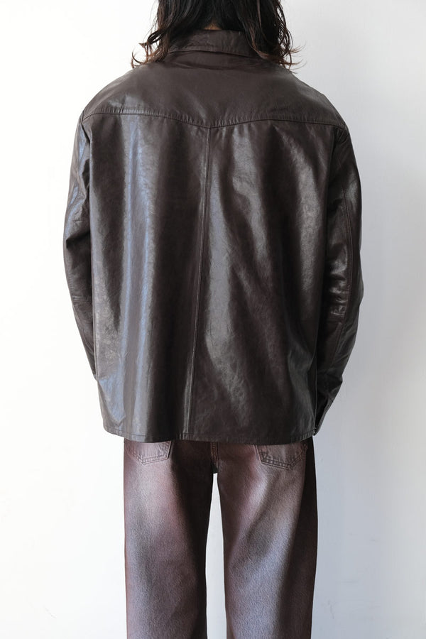 SATURN LEATHER SHIRT / RED WINE LEATHER