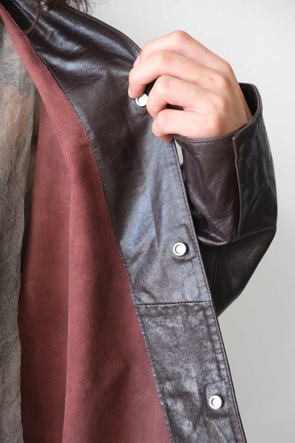 SATURN LEATHER SHIRT / RED WINE LEATHER