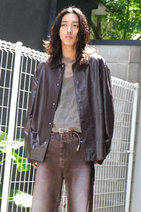 SATURN LEATHER SHIRT / RED WINE LEATHER