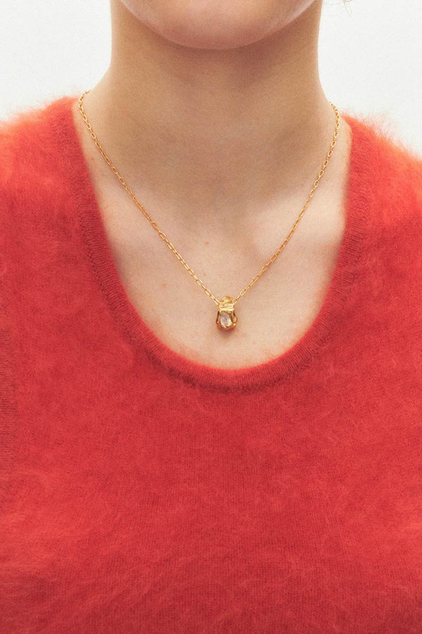 JUNIO NECKLACE / 18K GOLD PLATED BRASS/RAINBOW MOONSTONE