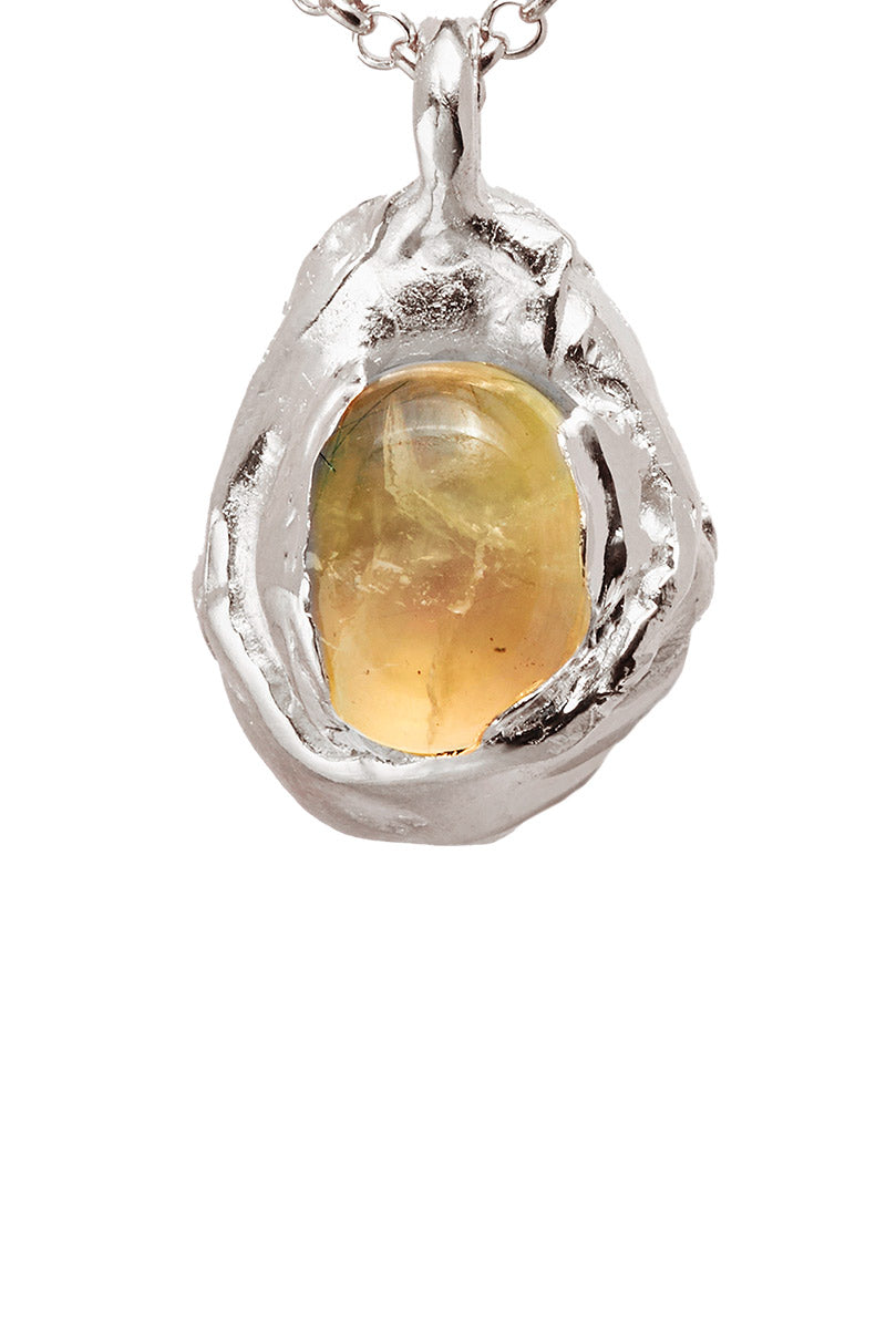 NECTAR NECKLACE / 925 STERLING SILVER-GREEN CLEAN PREHNITE