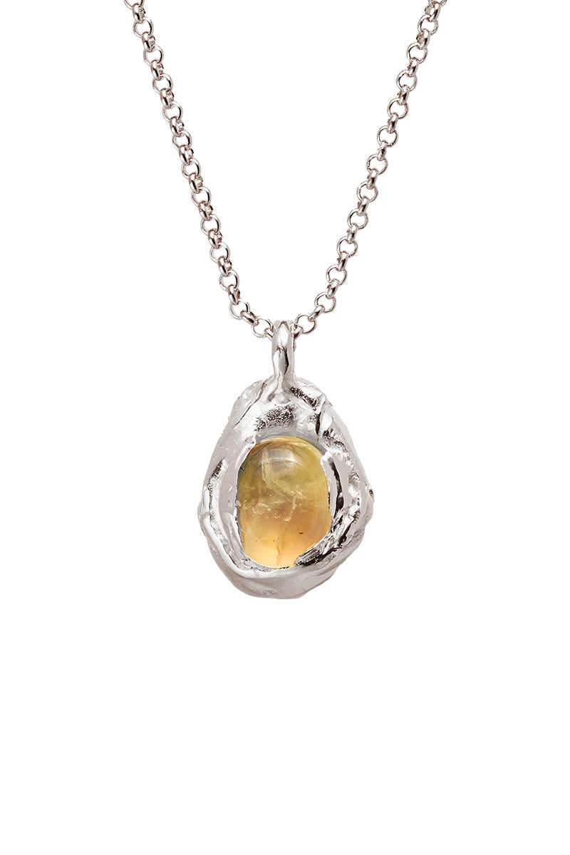 NECTAR NECKLACE / 925 STERLING SILVER-GREEN CLEAN PREHNITE