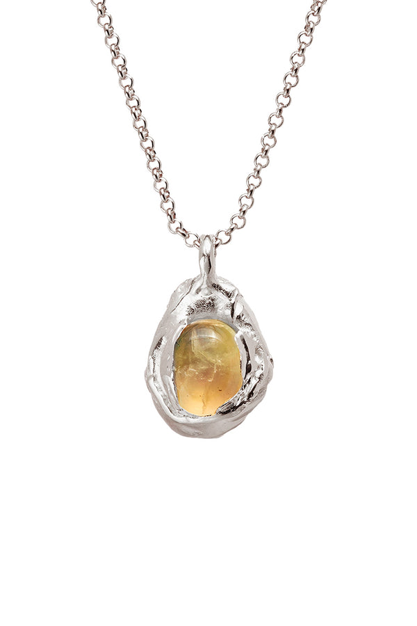 NECTAR NECKLACE / 925 STERLING SILVER-GREEN CLEAN PREHNITE