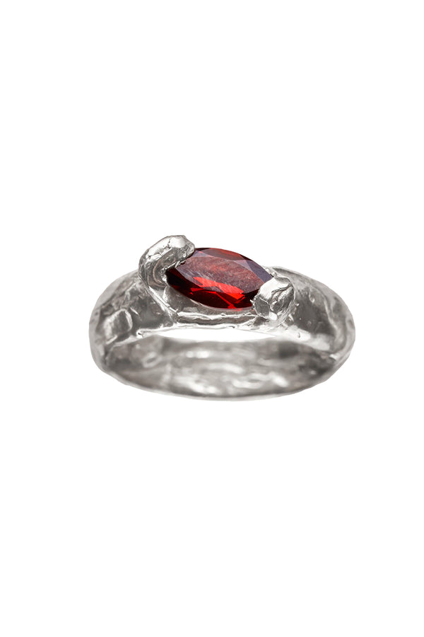 ENERO RING / 925 STERLING SILVER-NATUTAL RED GARNET
