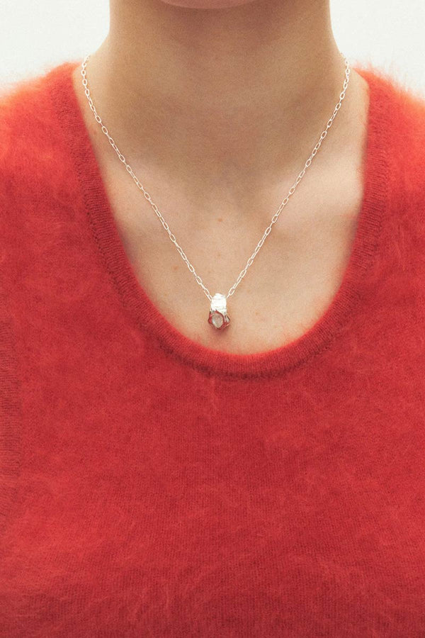 JUNIO NECKLACE / 925 STERLING SILVER/RAINBOW MOONSTONE