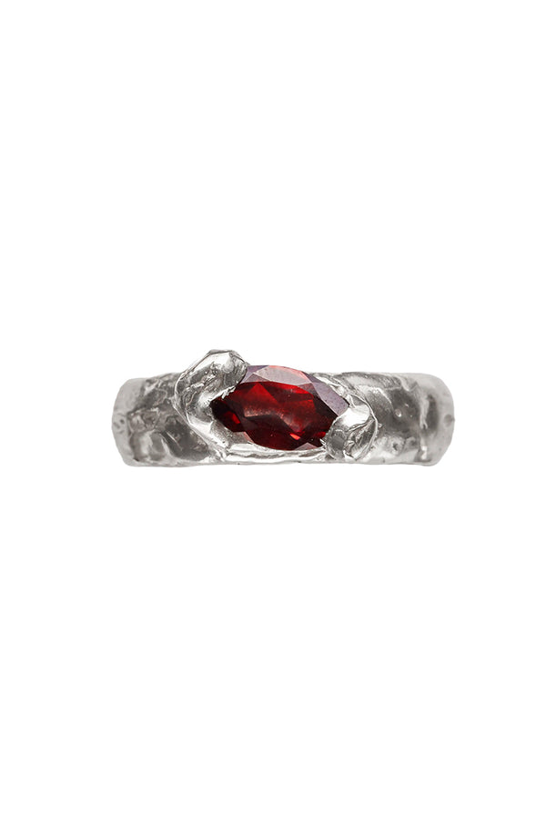 ENERO RING / 925 STERLING SILVER-NATUTAL RED GARNET