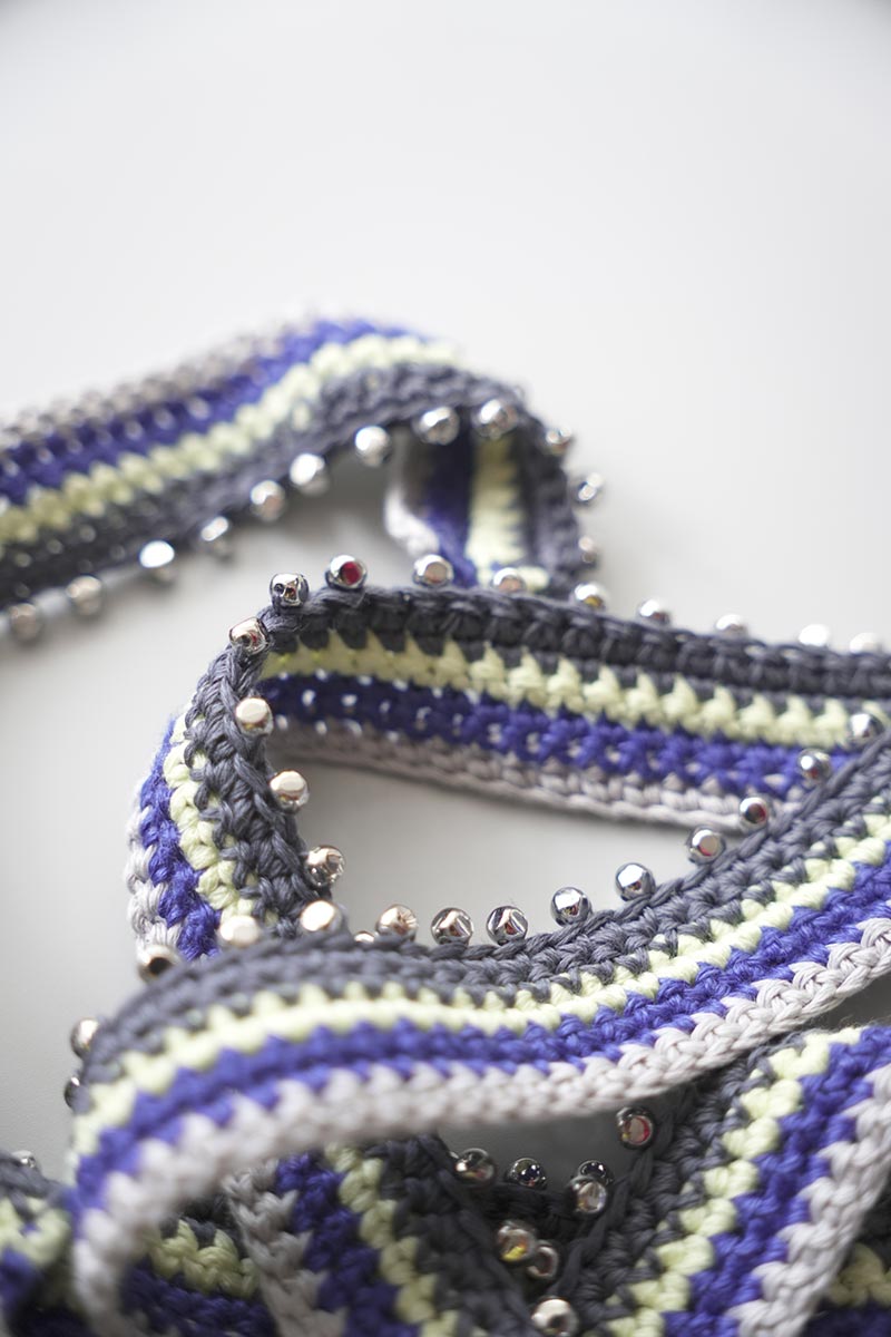 HAND CROCHET BEADED BELT / MULTI [20%OFF]