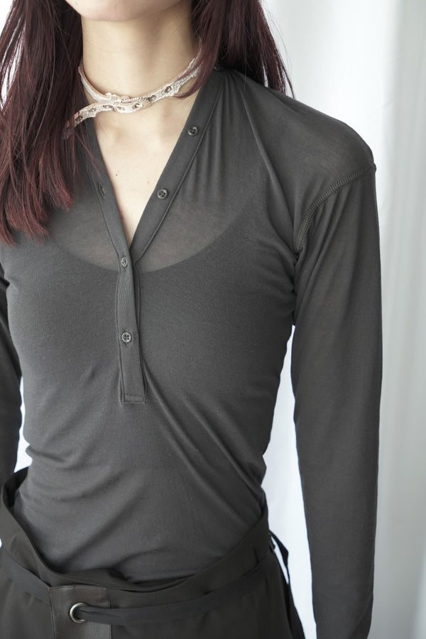 SHEER FRAISE DISTORTED HENRY / CHARCOAL
