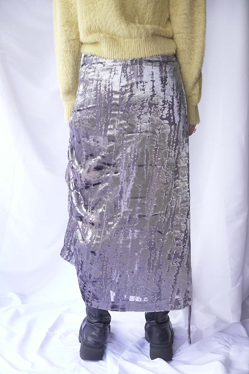 DRAWSTRING SKIRT / SILVER DEVORE [20%OFF]