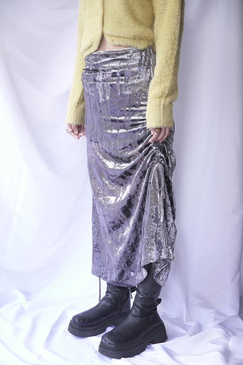 HOPE | DRAWSTRING SKIRT / SILVER DEVORE Drawstring Maxi Skirt – STOCK