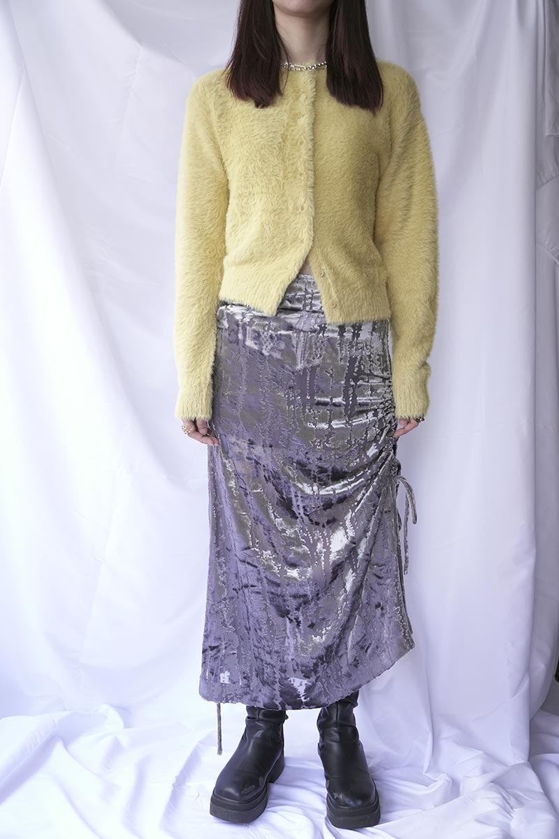 DRAWSTRING SKIRT / SILVER DEVORE [20%OFF]