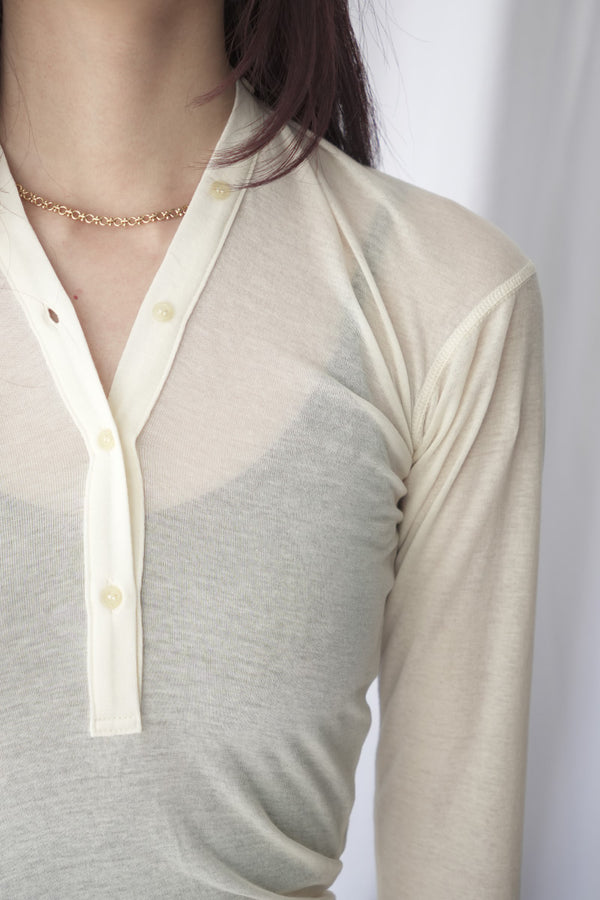 SHEER FRAISE DISTORTED HENRY / ECRU