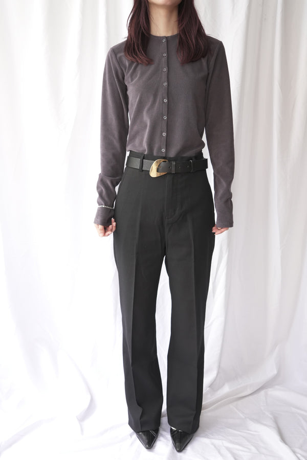 HIGH GAUGE PILE TIGHT HEM CARDIGAN / CHARCOAL