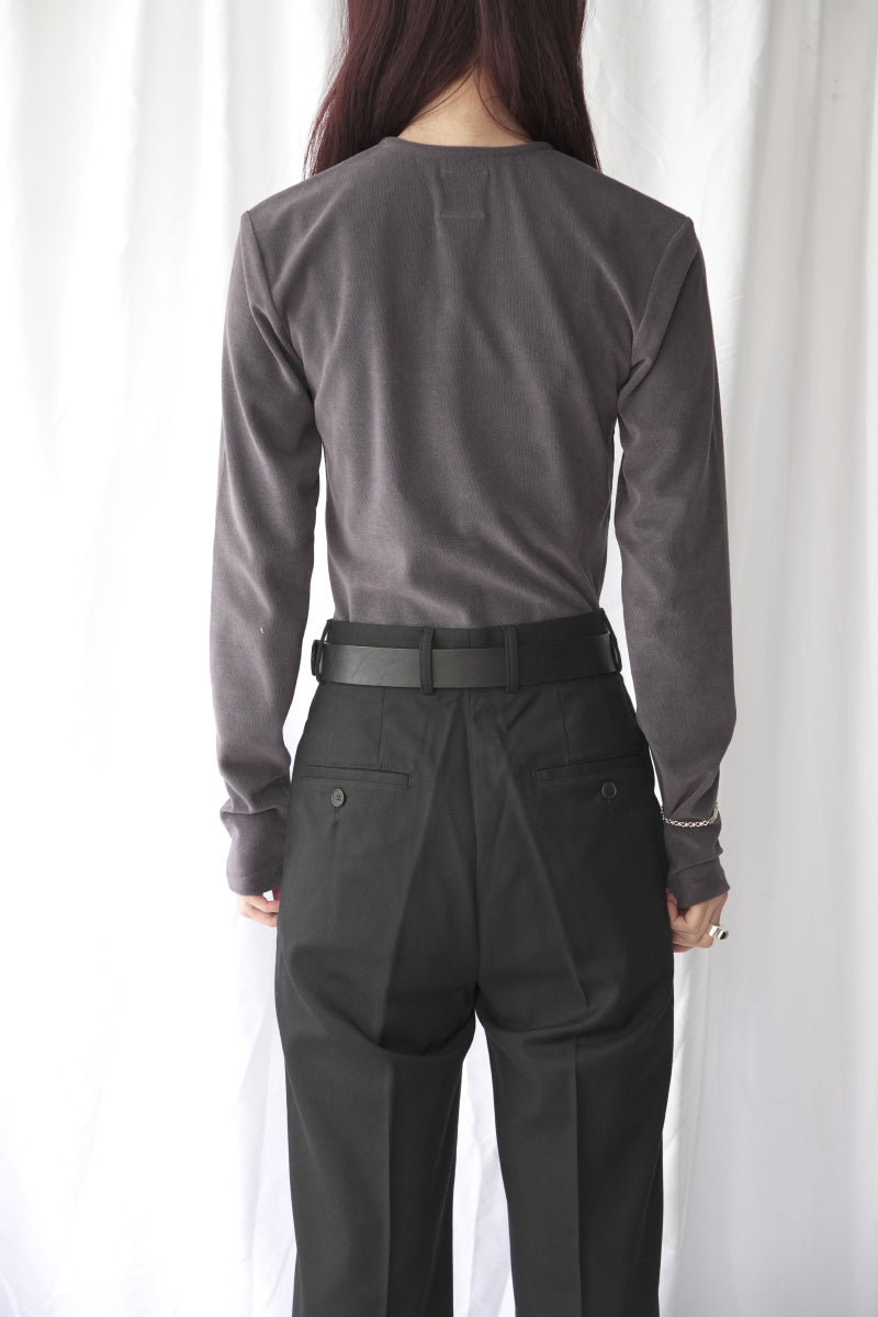 HIGH GAUGE PILE TIGHT HEM CARDIGAN / CHARCOAL