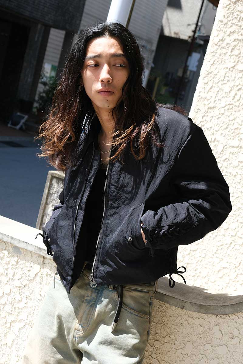 RIDER JACKET / BLACK NYLON TWILL [20% OFF]