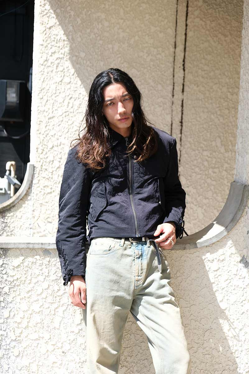 RIDER JACKET / BLACK NYLON TWILL [20% OFF]