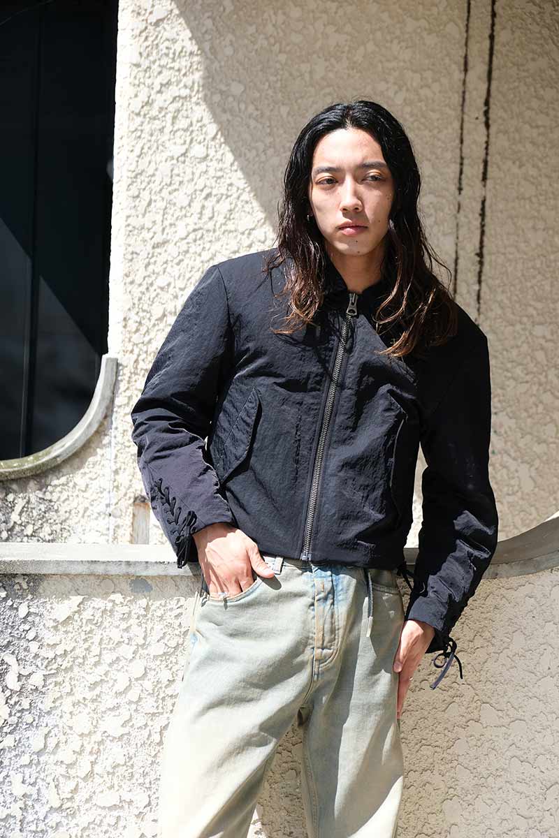 RIDER JACKET / BLACK NYLON TWILL [20% OFF]