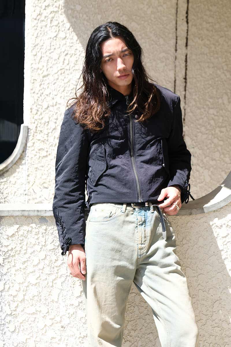 RIDER JACKET / BLACK NYLON TWILL [20% OFF]