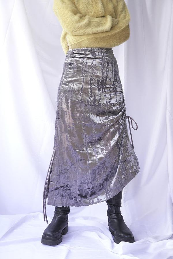 DRAWSTRING SKIRT / SILVER DEVORE [20%OFF]