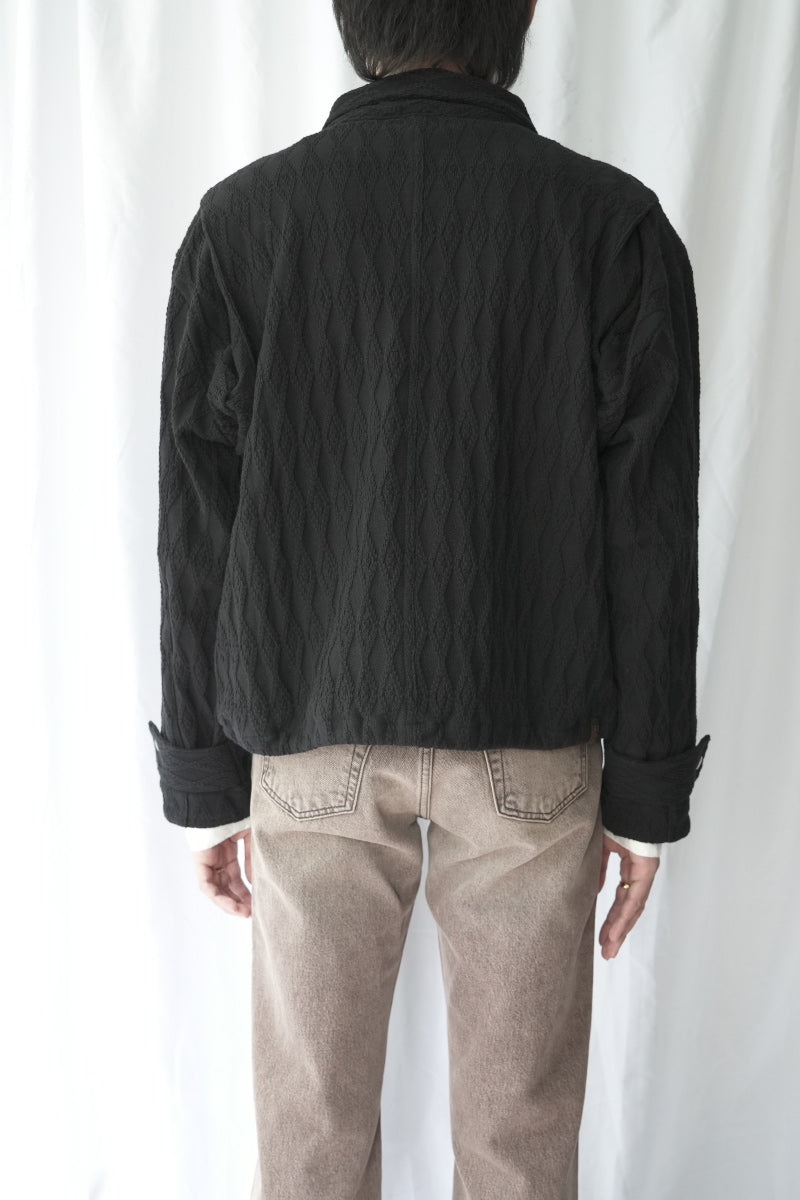 DIAMOND QUILT KNIT JACKET / BLACK