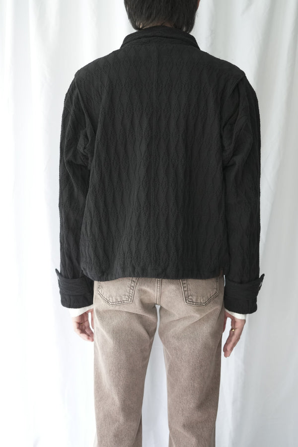 DIAMOND QUILT KNIT JACKET / BLACK