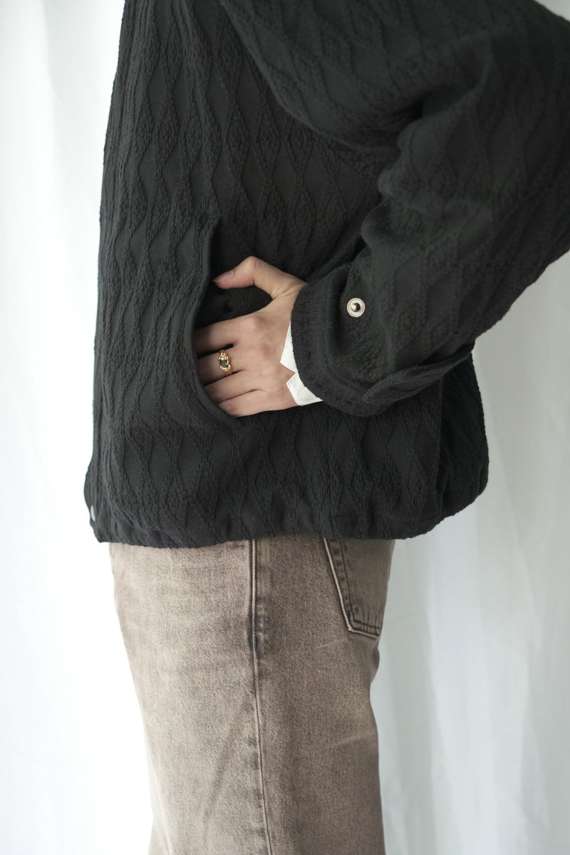 DIAMOND QUILT KNIT JACKET / BLACK