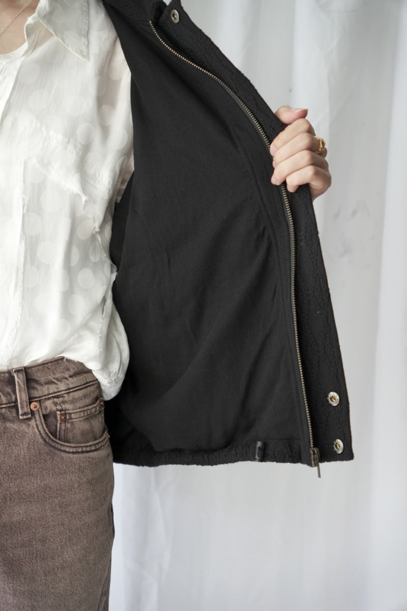 DIAMOND QUILT KNIT JACKET / BLACK