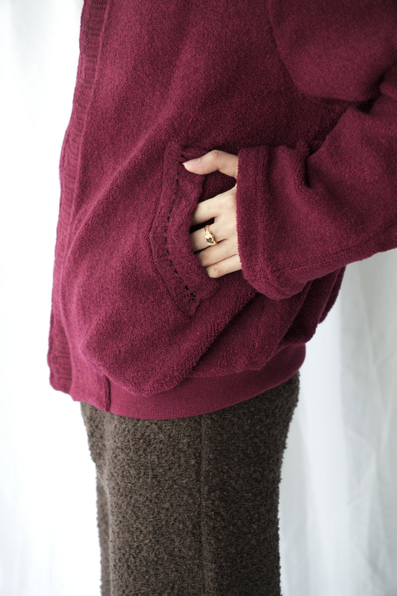 ABOVE KNIT ZIP JACKET / MAROON